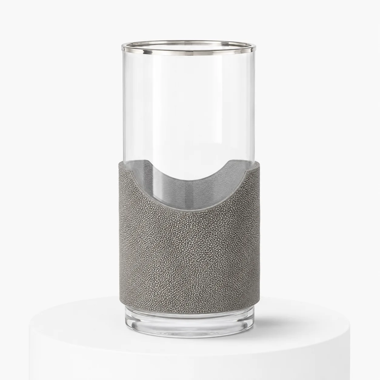 Glass Hurricane Vase front view with visible hurricane vase silhouette