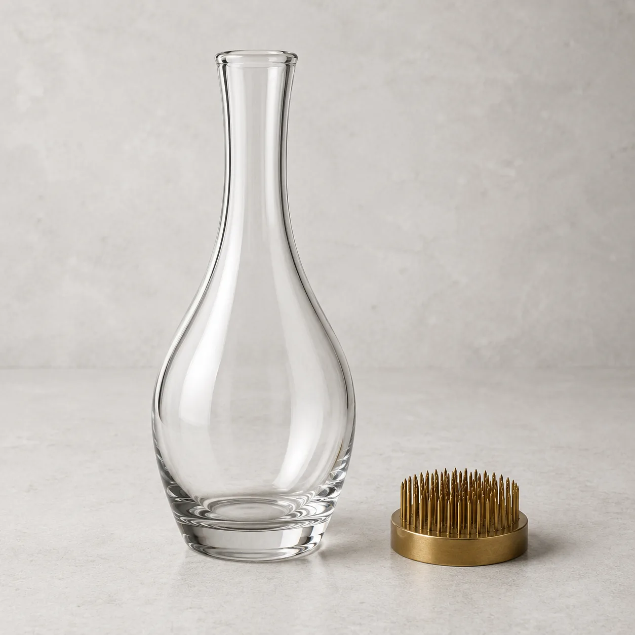 Angled side view of Glass Narrow-Neck Vase showing the outer profile