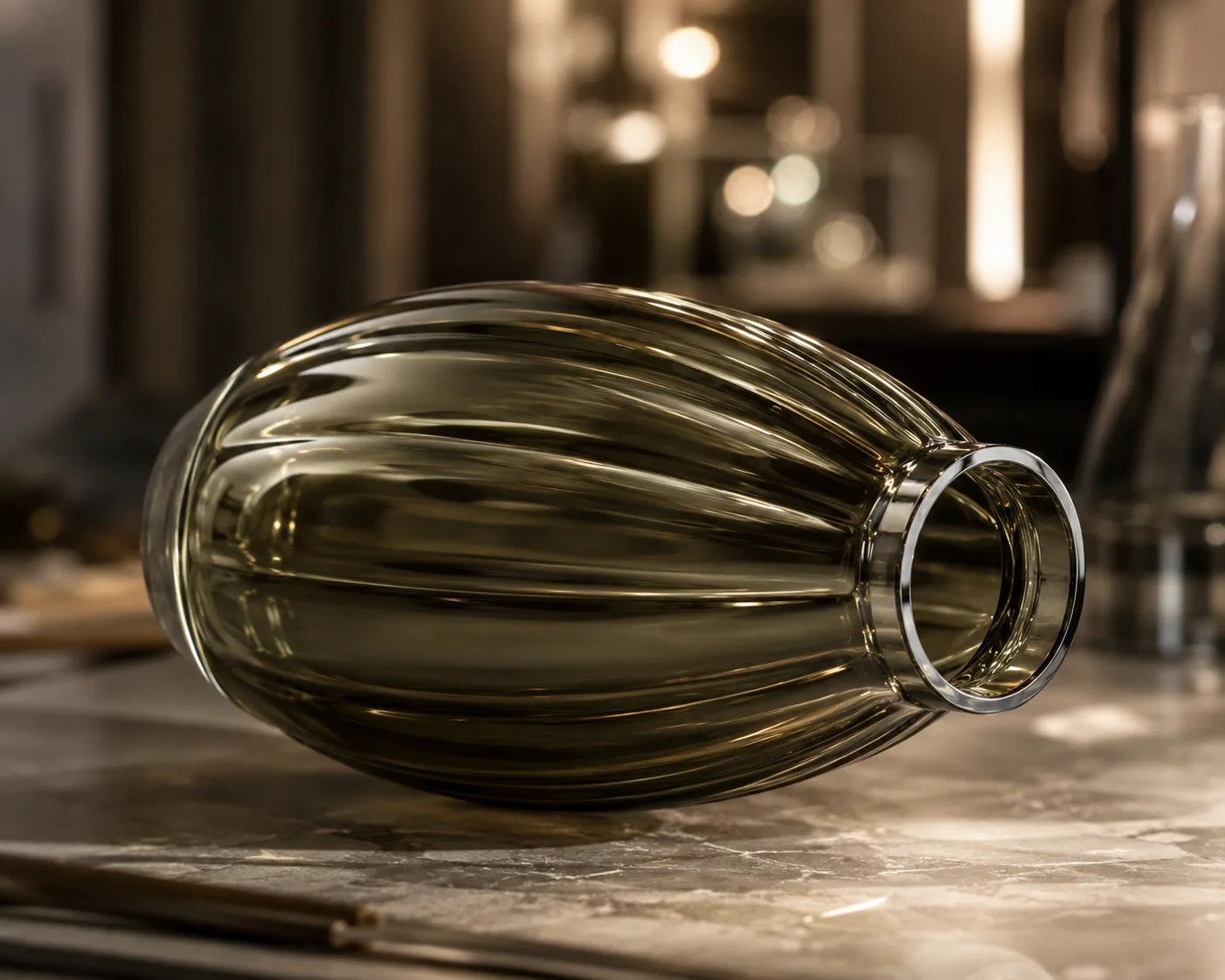 Glass Oval Vase in a coordinated tabletop or interior display.