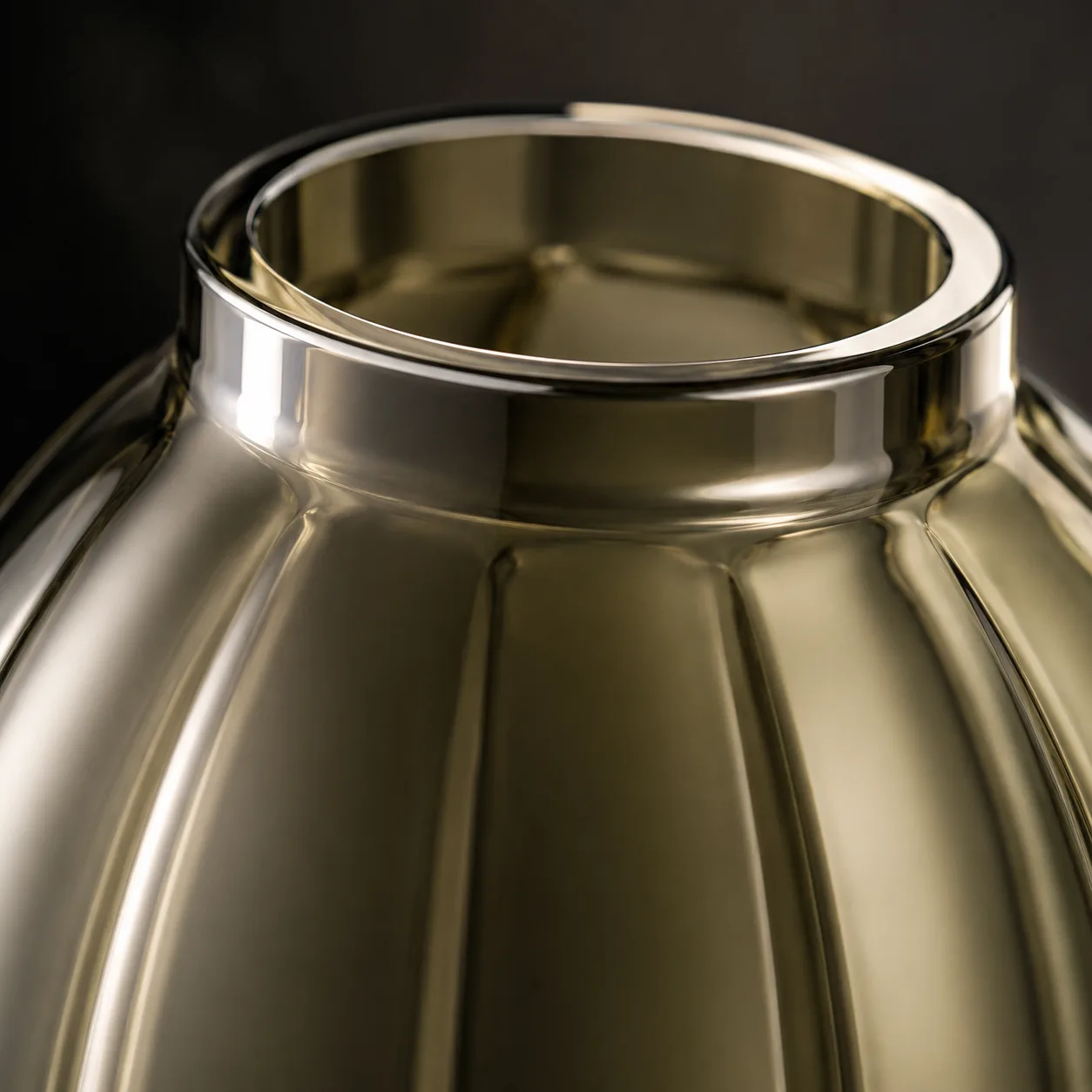 Close view of Glass Oval Vase showing base area and color / frost finish