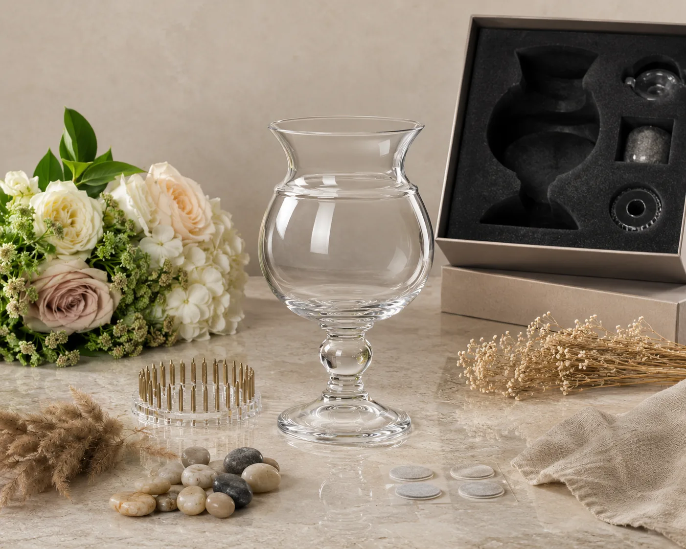 Glass Pedestal Vase shown from a secondary angle with the opening and body profile visible.