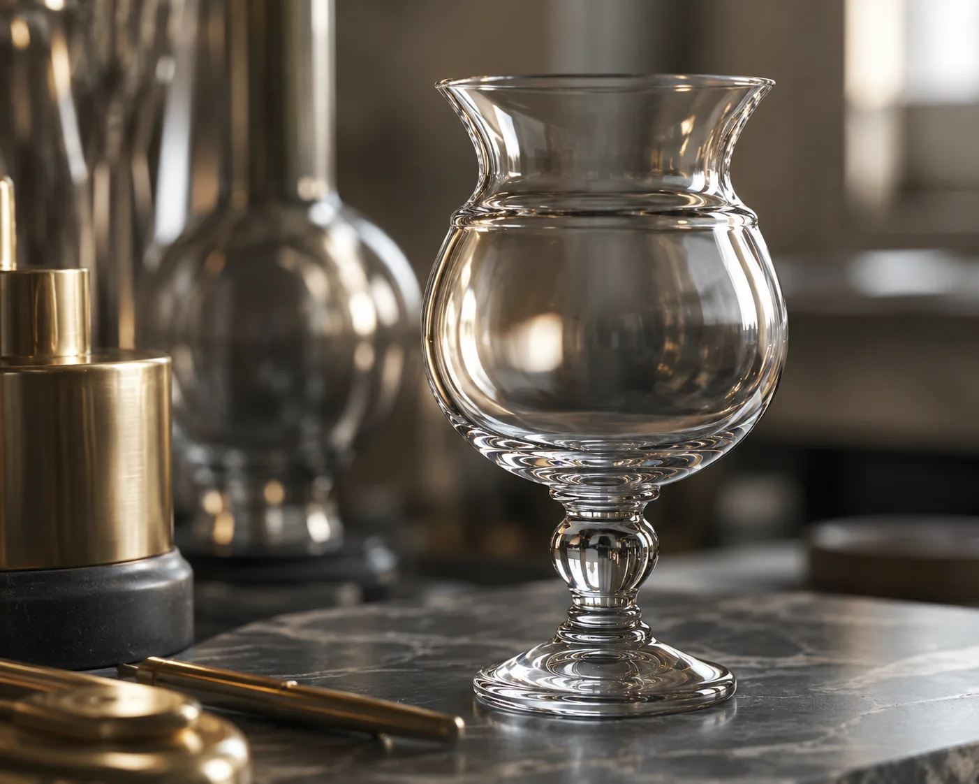 Glass Pedestal Vase in a coordinated tabletop or interior display.