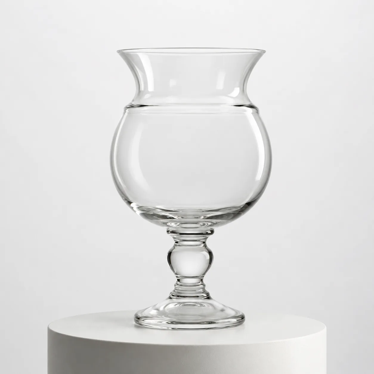 Glass Pedestal Vase front view with visible pedestal vase silhouette