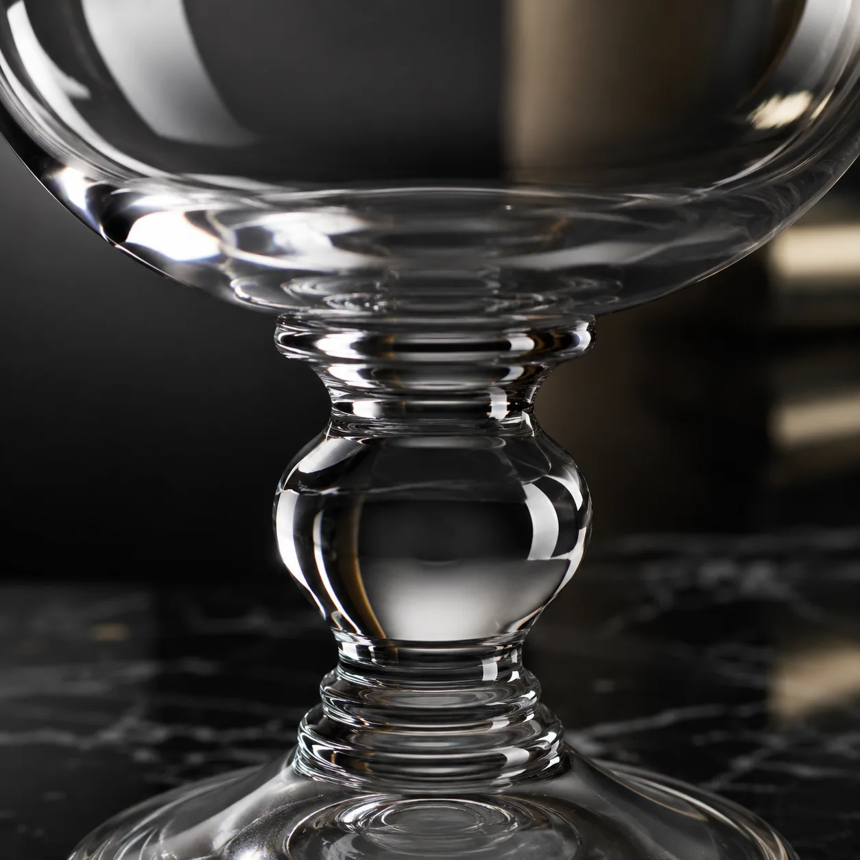 Close view of Glass Pedestal Vase showing base area and color / frost finish