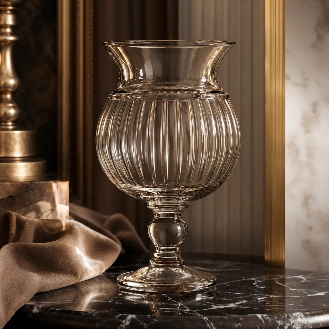 Detail view of Glass Pedestal Vase showing rim or base detail