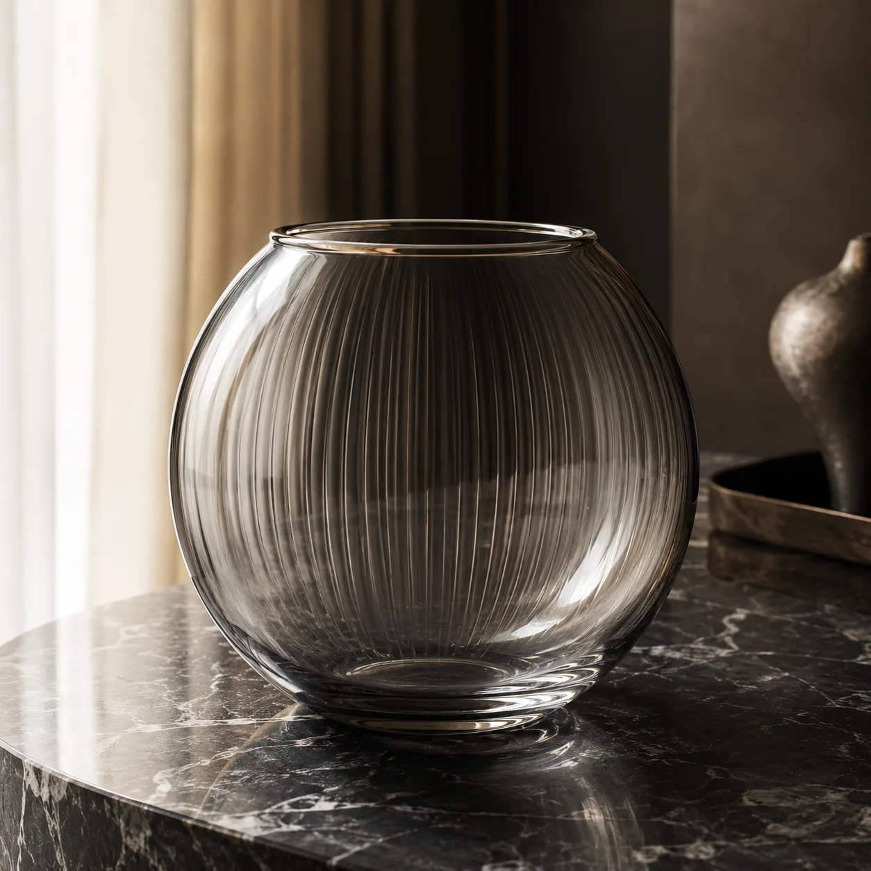 Detail view of Glass Round Vase showing rim or base detail