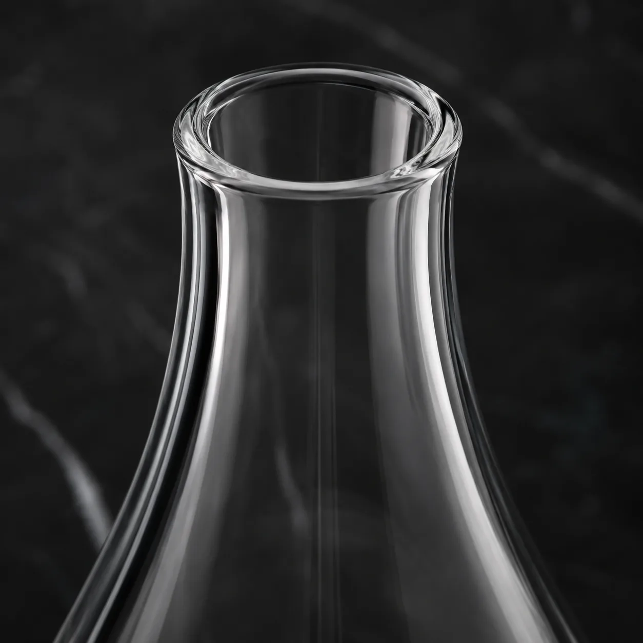 Close view of Glass Teardrop Vase showing base area and color / frost finish