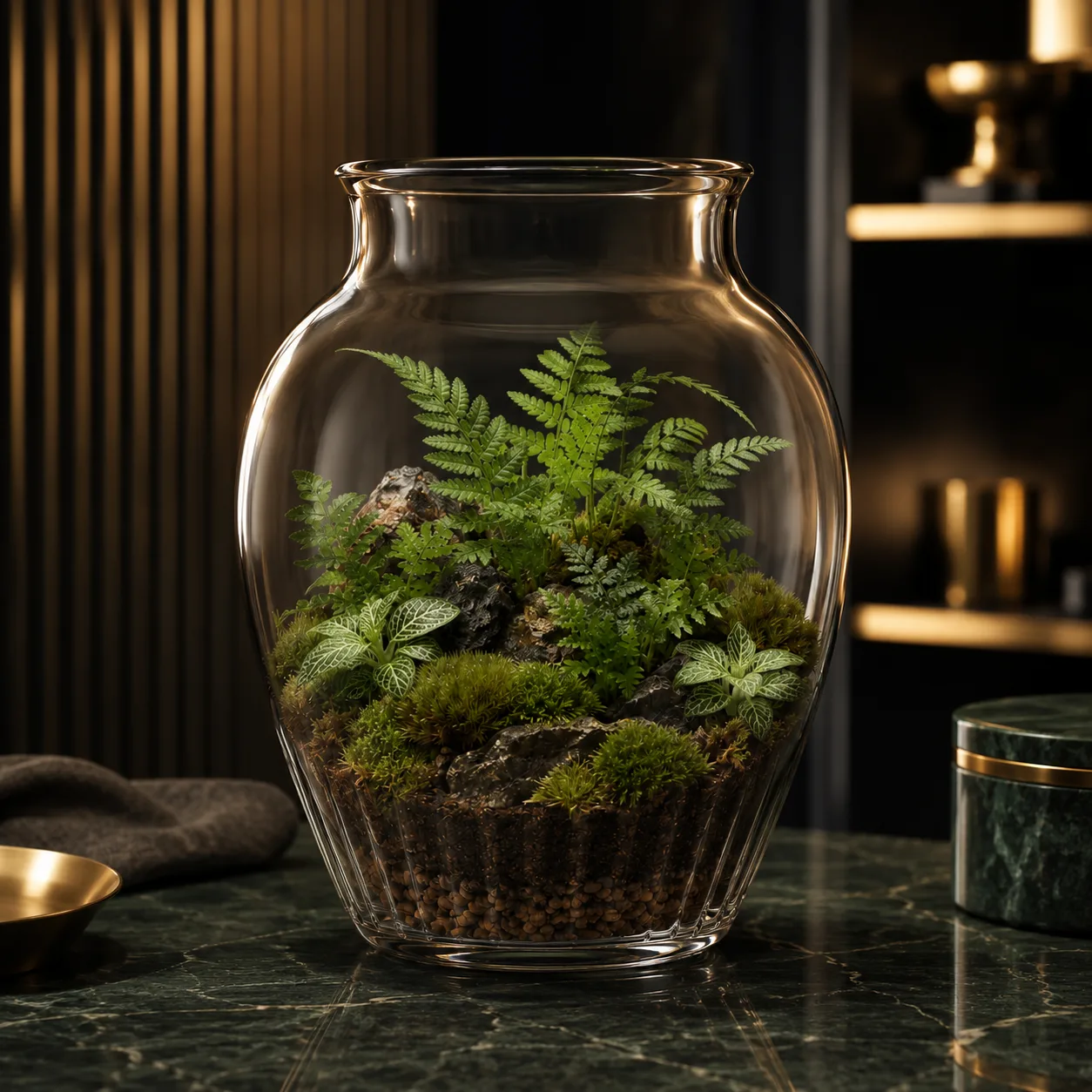 Detail view of Glass Terrarium Vase showing rim or base detail
