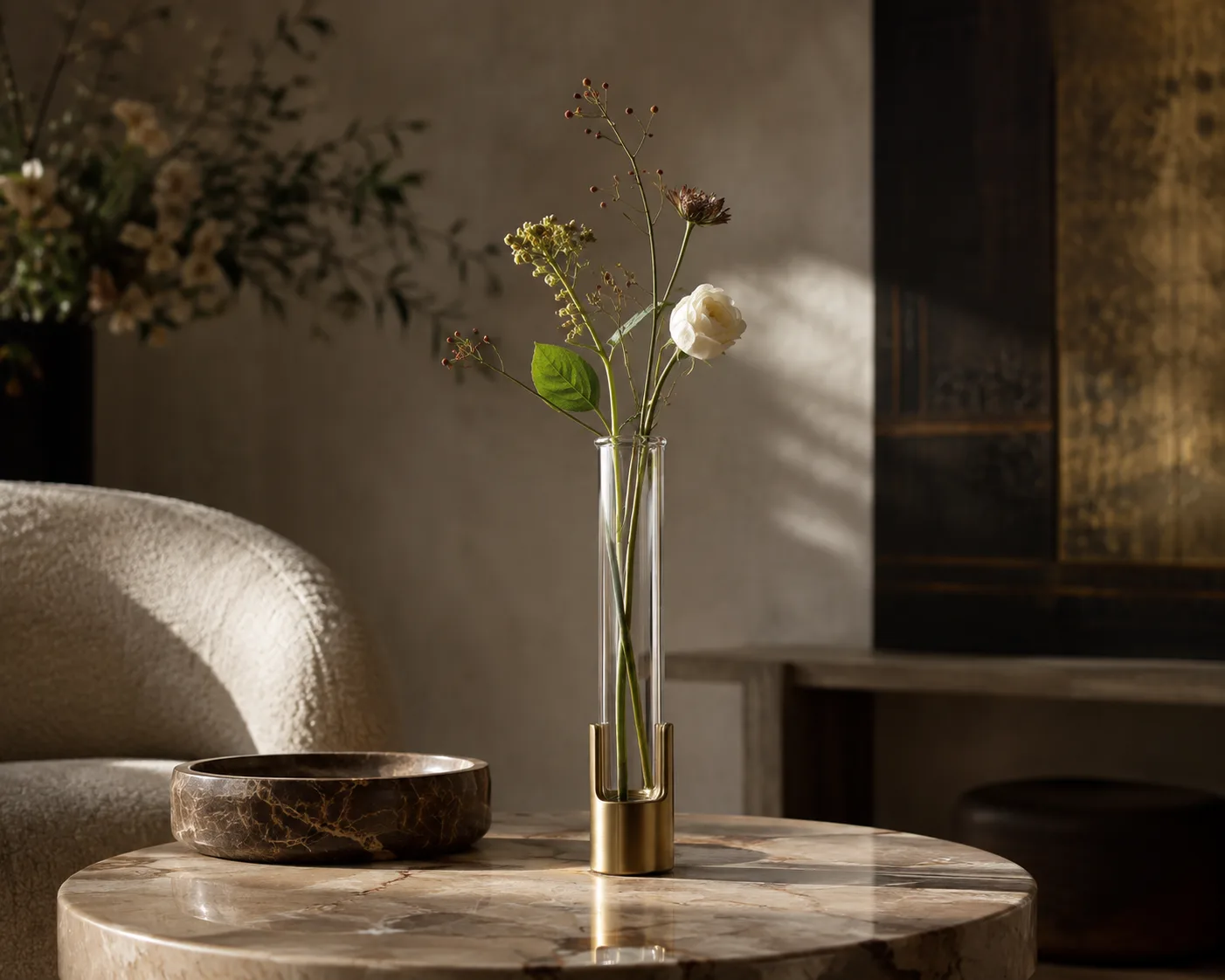 Glass Test Tube Vase in a decorative floral setting for single stems and modular floral display.
