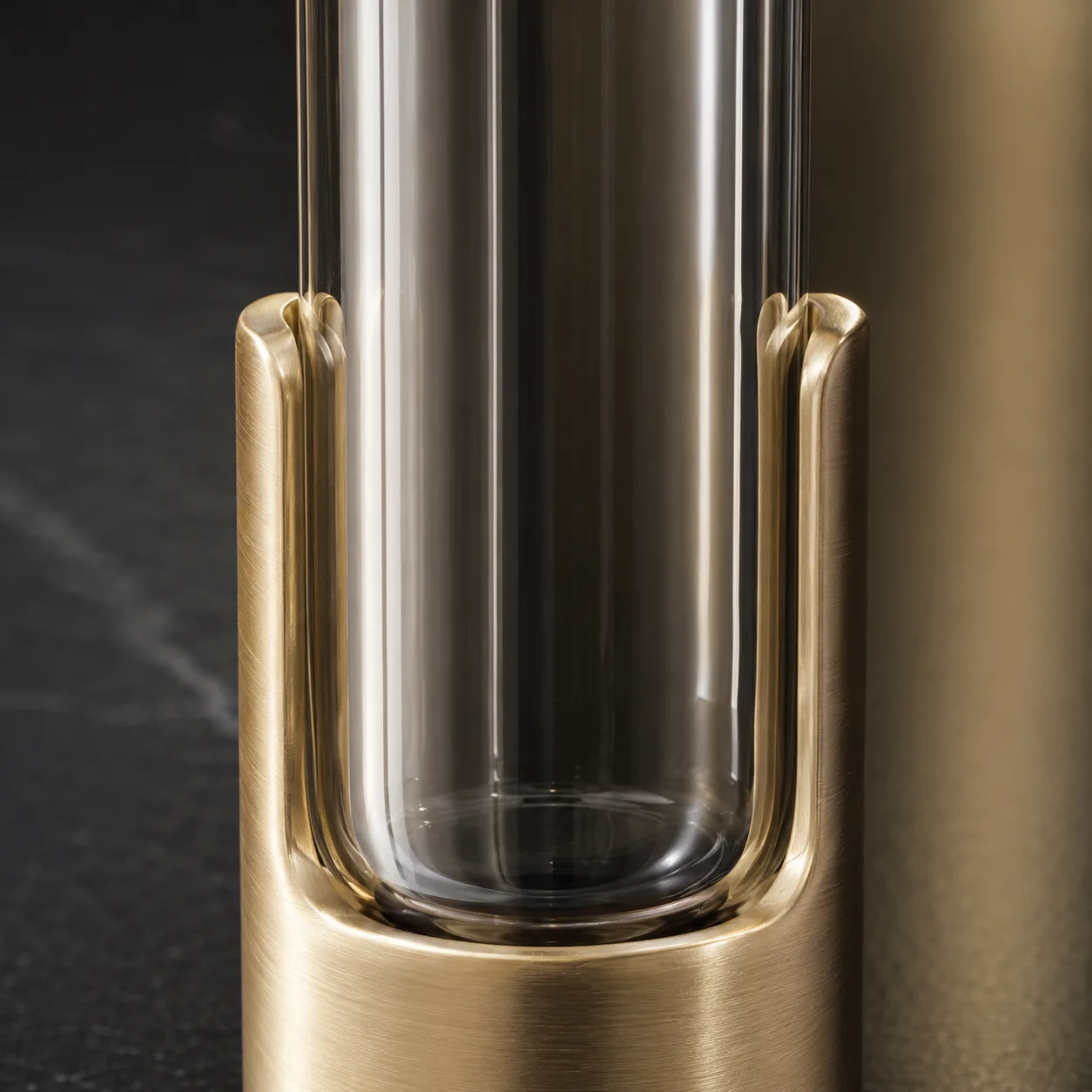 Close view of Glass Test Tube Vase showing base area and color / frost finish
