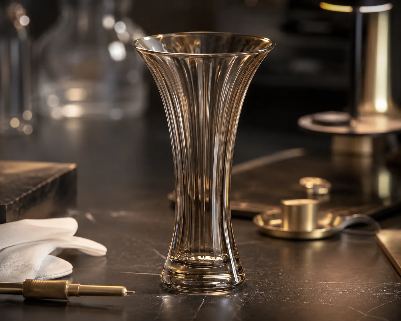 Glass Trumpet Vase in a coordinated tabletop or interior display.