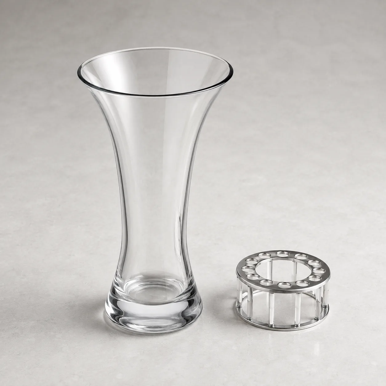 Angled side view of Glass Trumpet Vase showing the outer profile