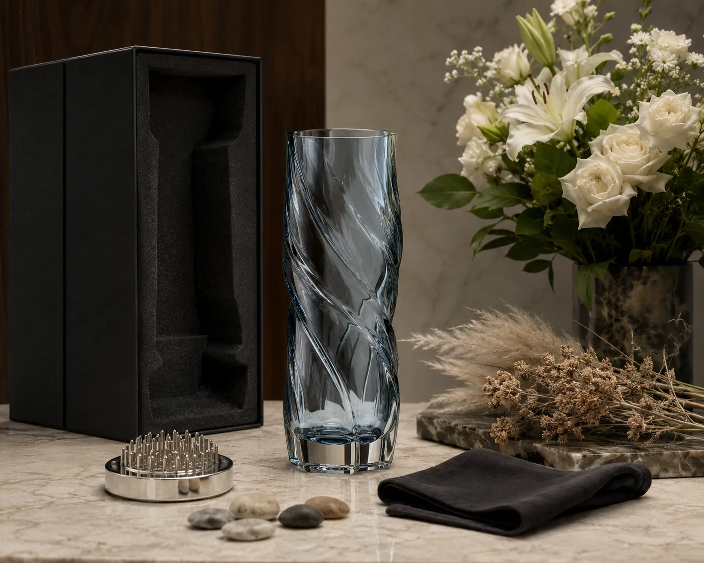 Glass Twisted Vase shown from a secondary angle with the opening and body profile visible.