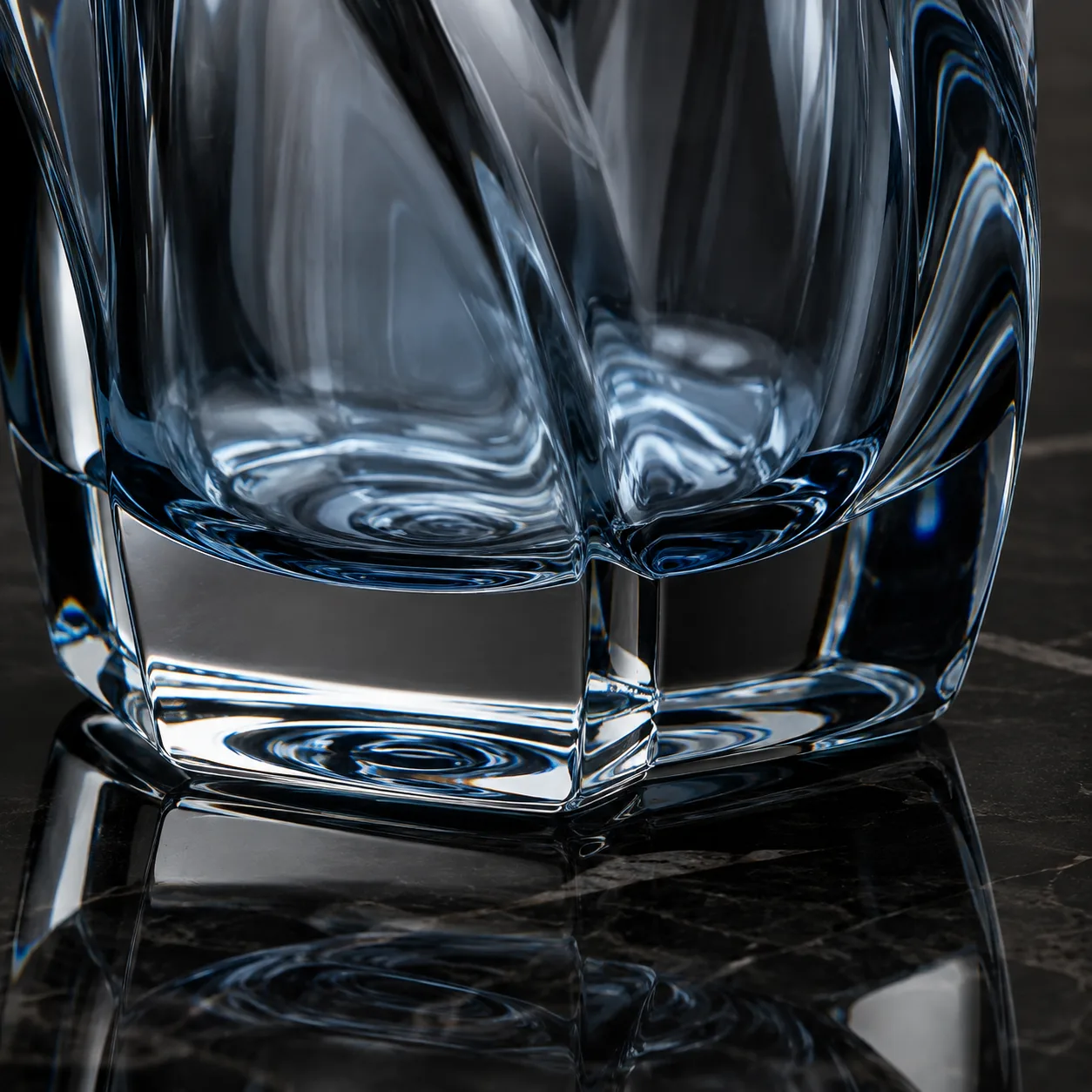 Close view of Glass Twisted Vase showing base area and color / frost finish