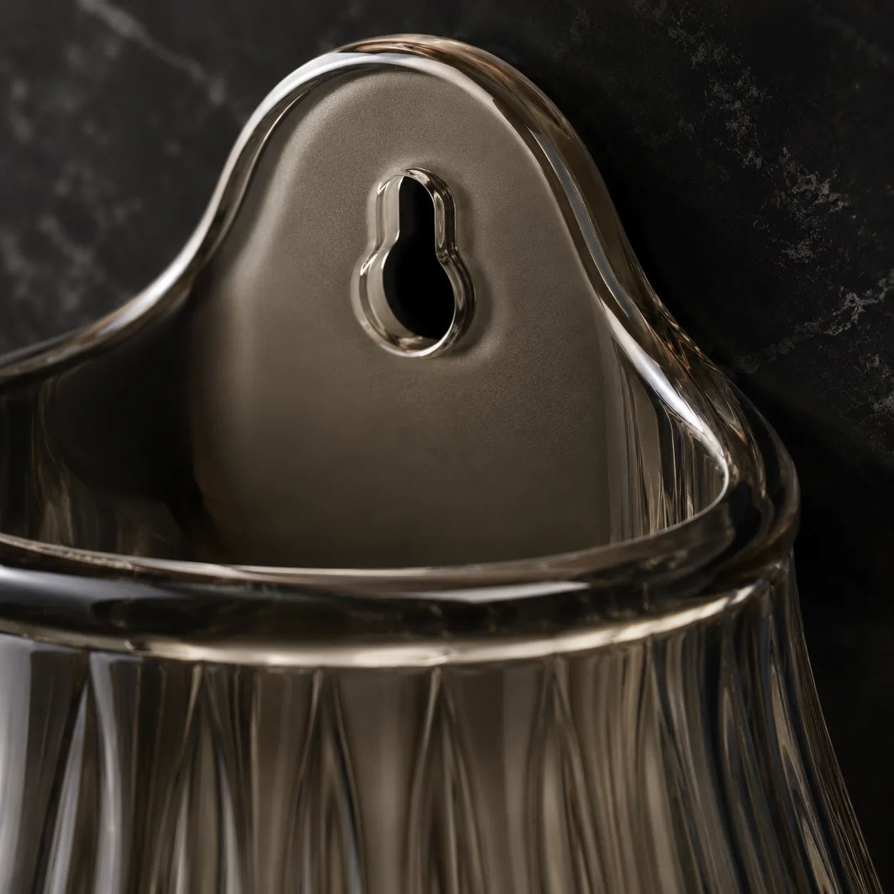 Close view of Glass Wall-Hanging Vase showing base area and color / frost finish