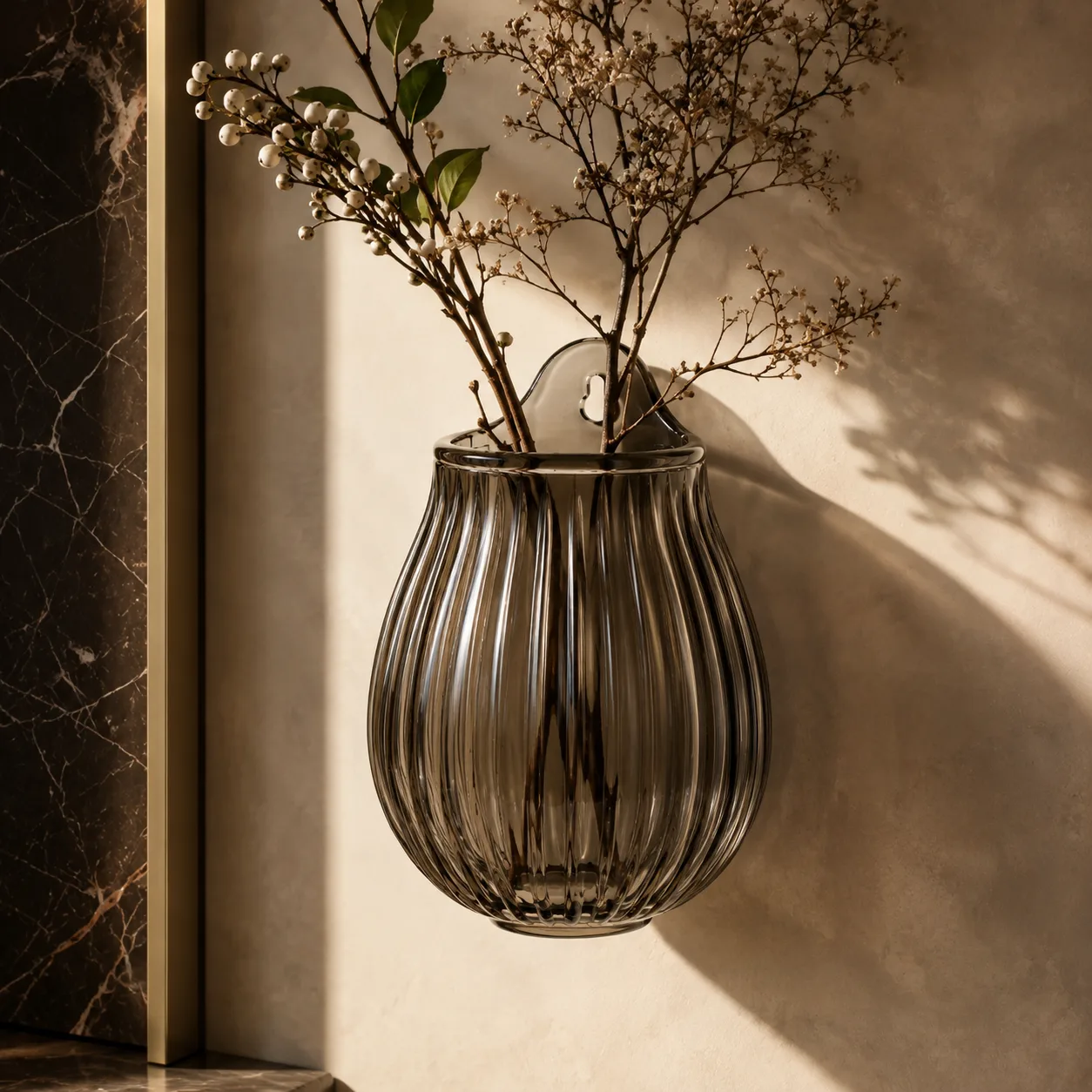 Detail view of Glass Wall-Hanging Vase showing rim or base detail