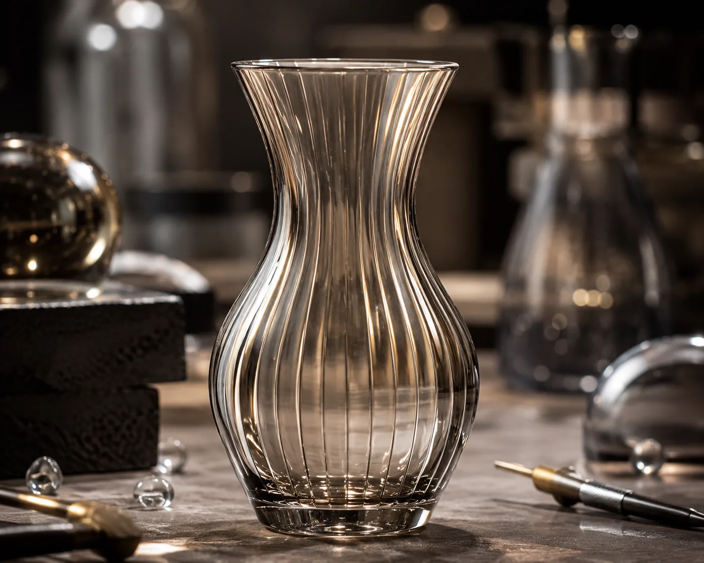 Hourglass Vase in a coordinated tabletop or interior display.