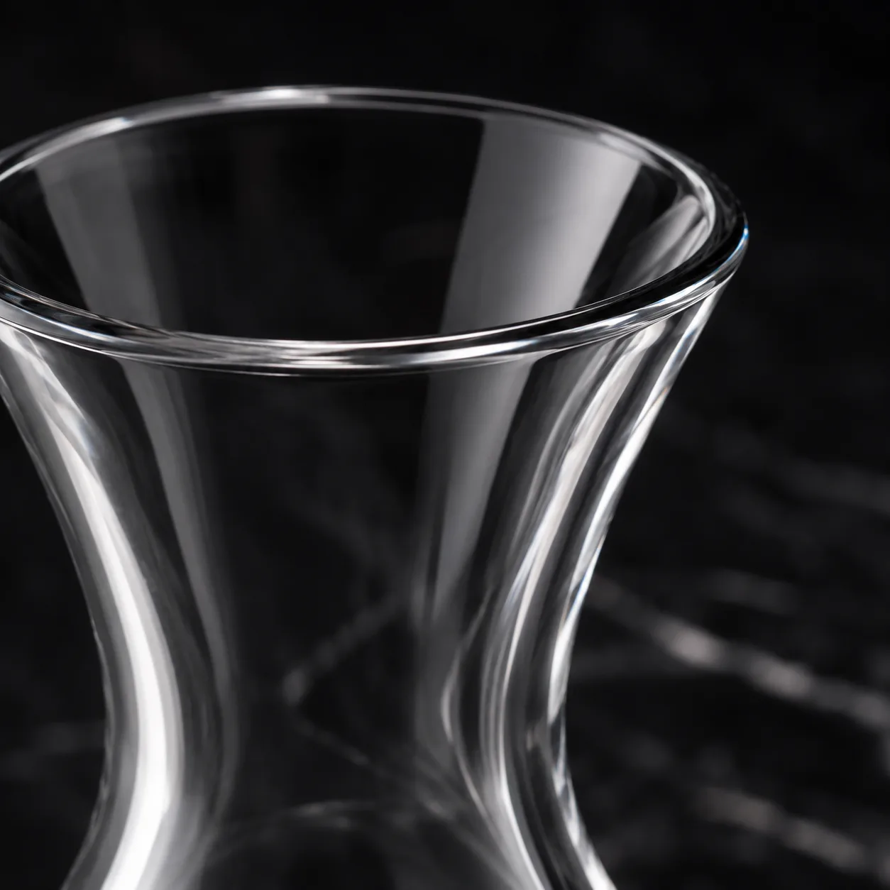 Close view of Hourglass Vase showing base area and color / frost finish