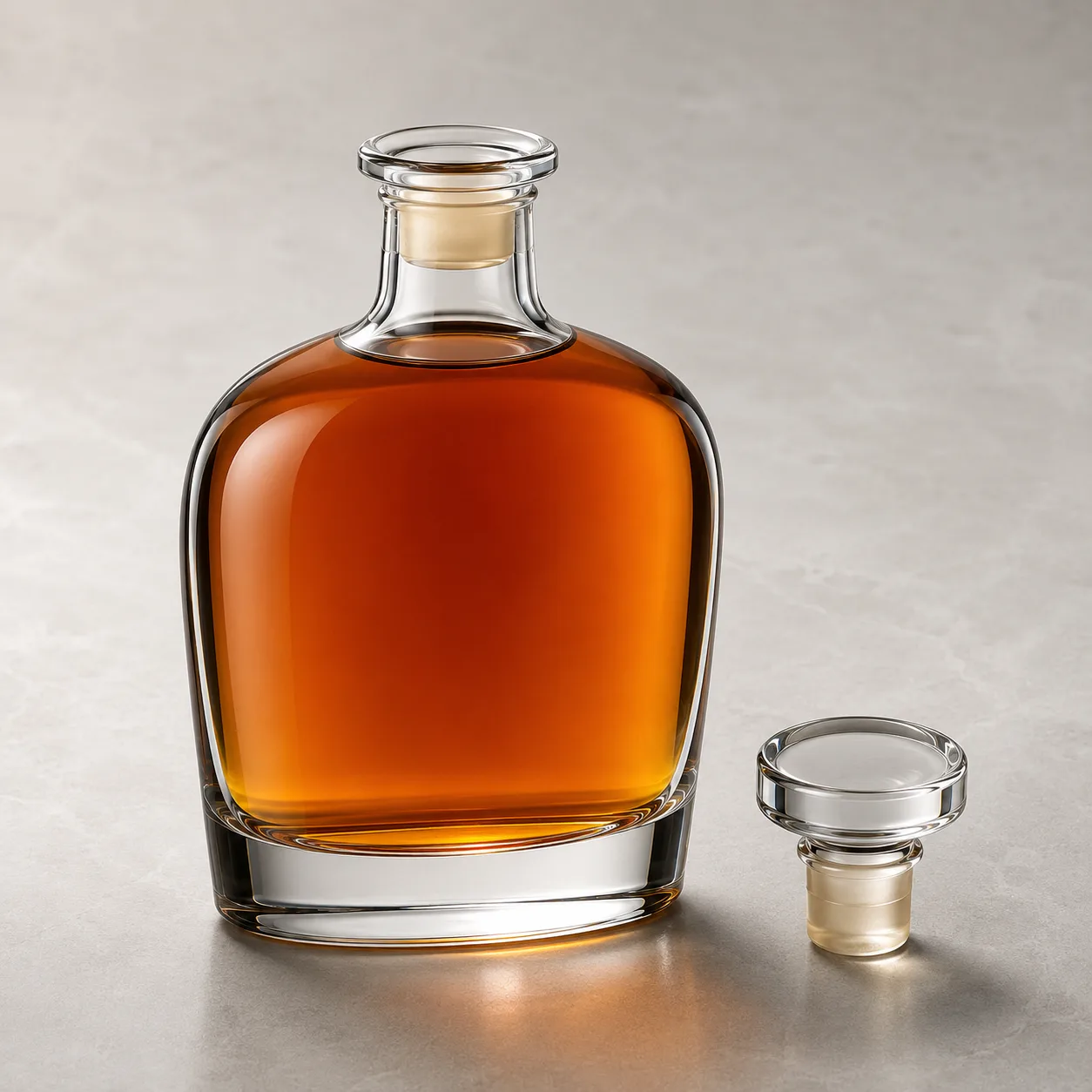 Angled side view of Brandy Bottle showing the outer profile