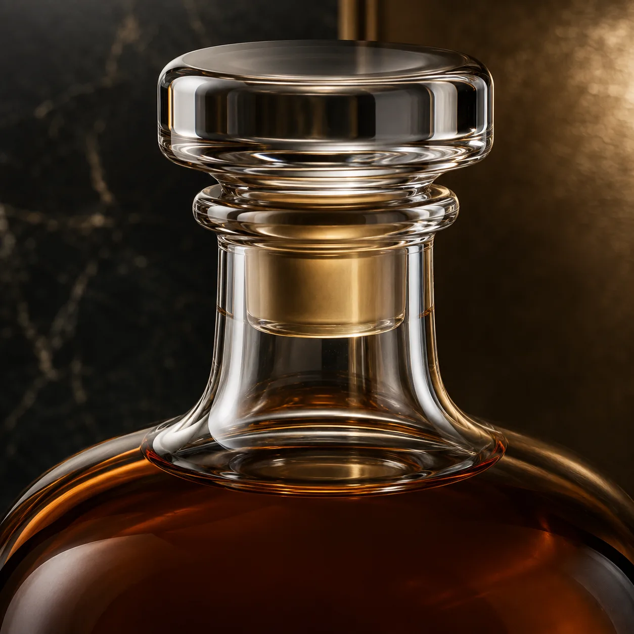 Close view of Brandy Bottle showing shoulder shape and label / embossing