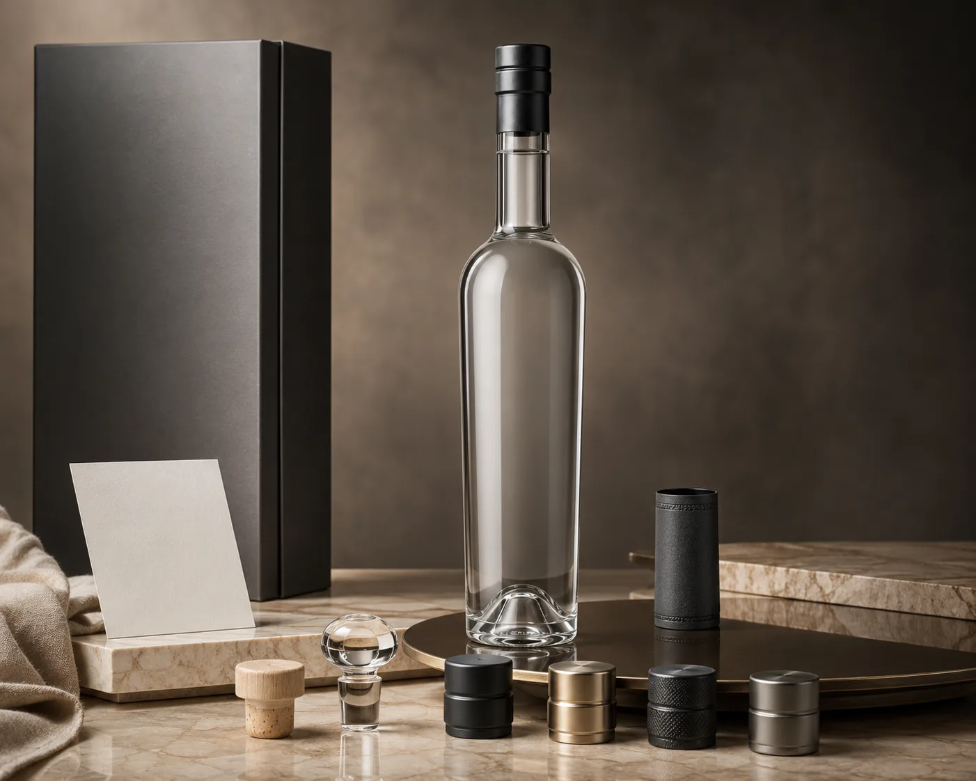 Grappa Bottle shown from a secondary angle with the shoulder and neck visible.
