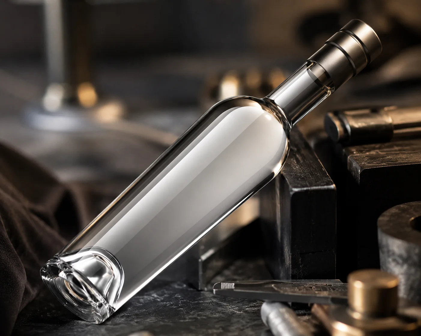 Grappa Bottle in a coordinated bar or gift-packaging display.