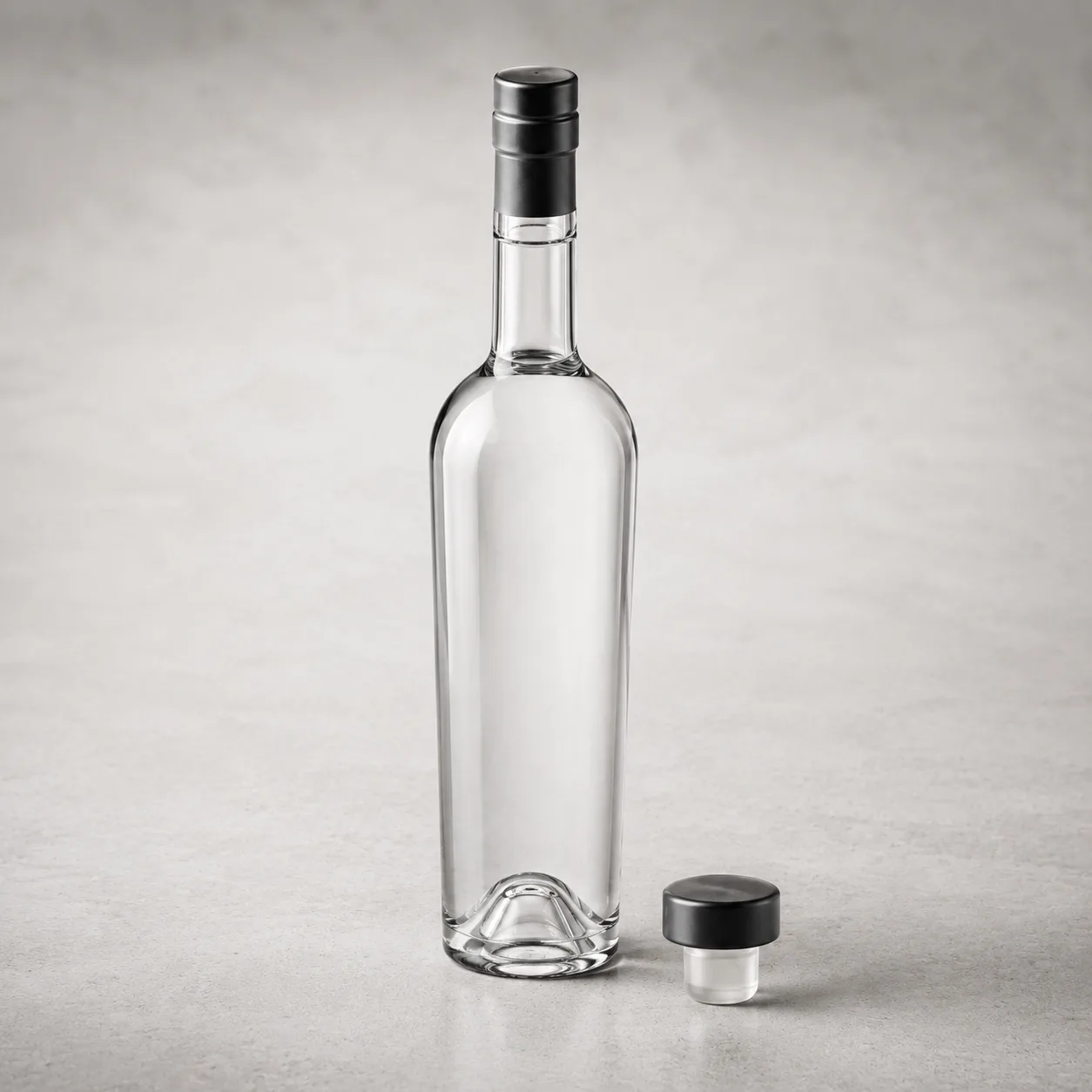 Angled side view of Grappa Bottle showing the outer profile