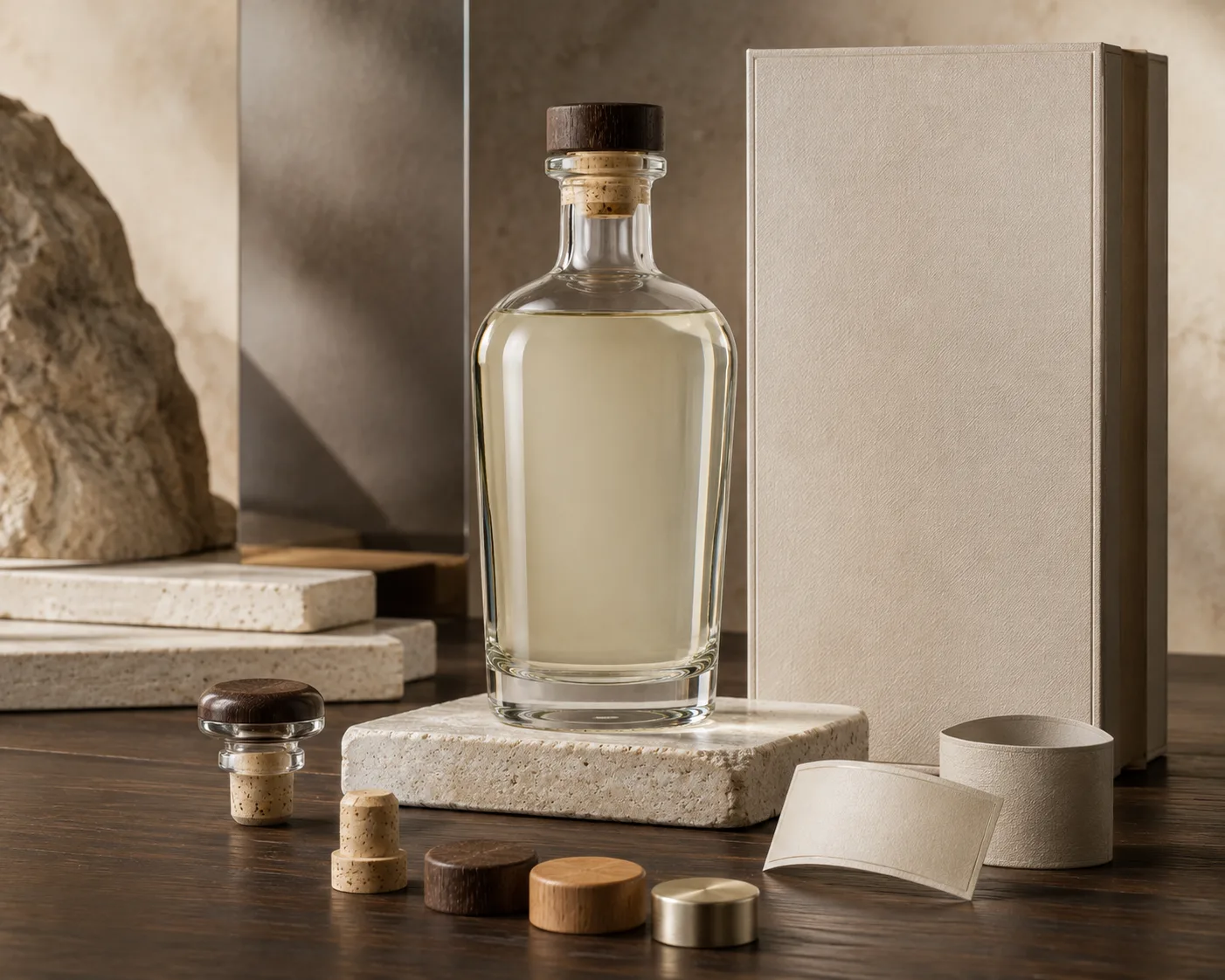 Mezcal Bottle shown from a secondary angle with the shoulder and neck visible.