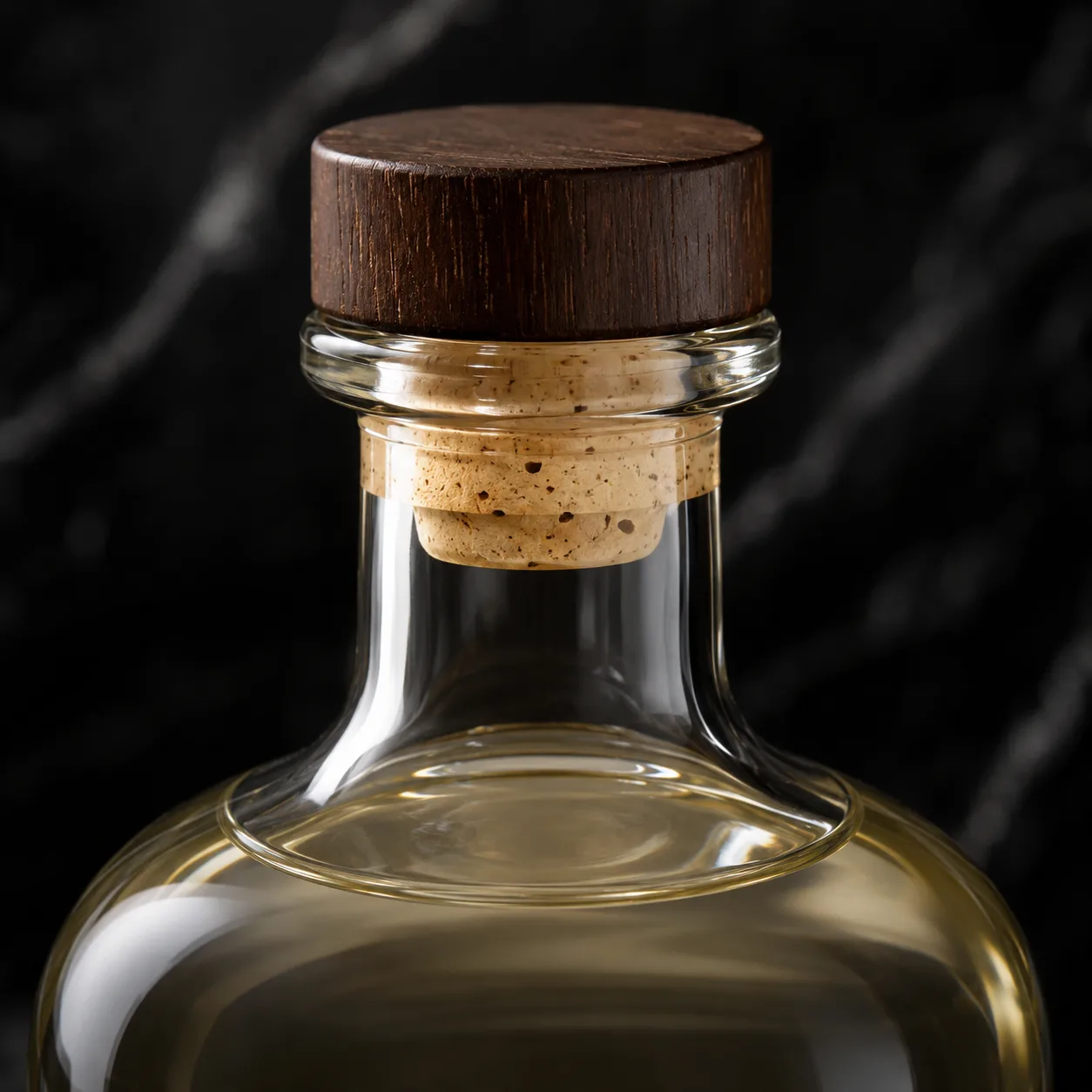 Angled side view of Mezcal Bottle showing the outer profile