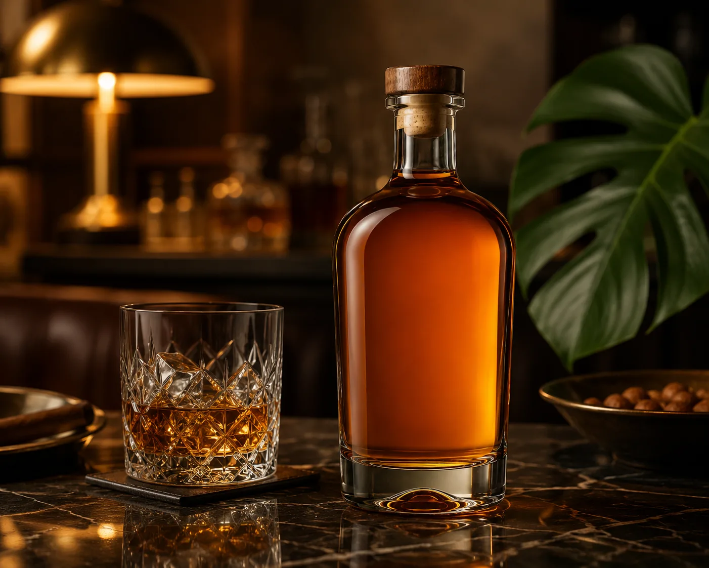 Rum Bottle in a premium spirits packaging presentation for rum and private-label spirit packaging.