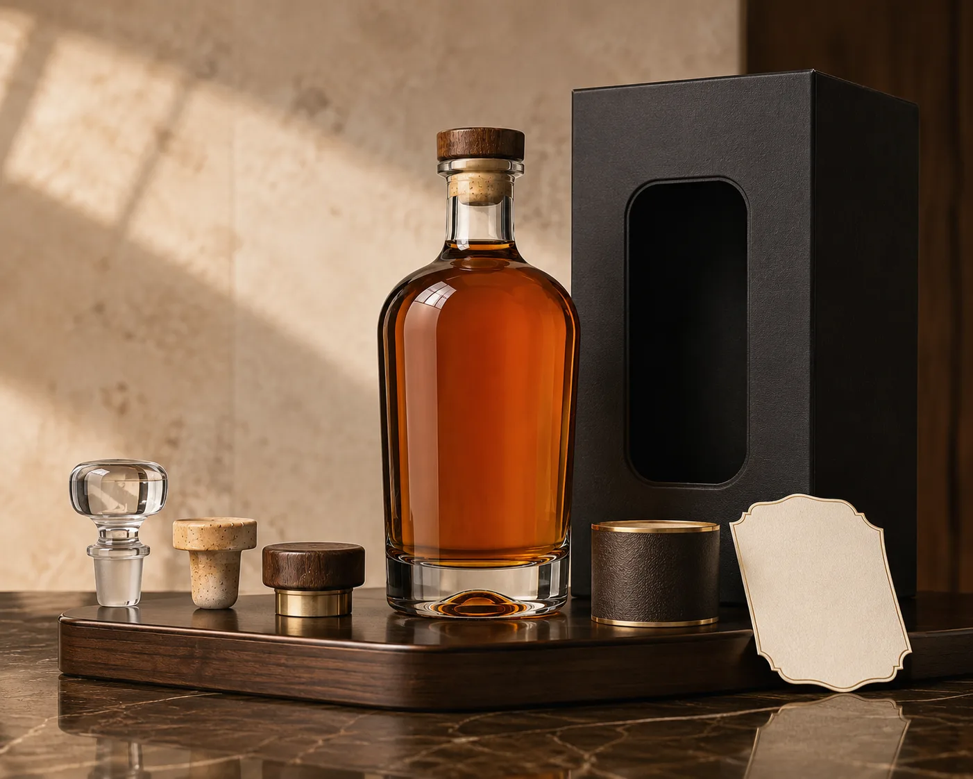 Rum Bottle shown from a secondary angle with the shoulder and neck visible.