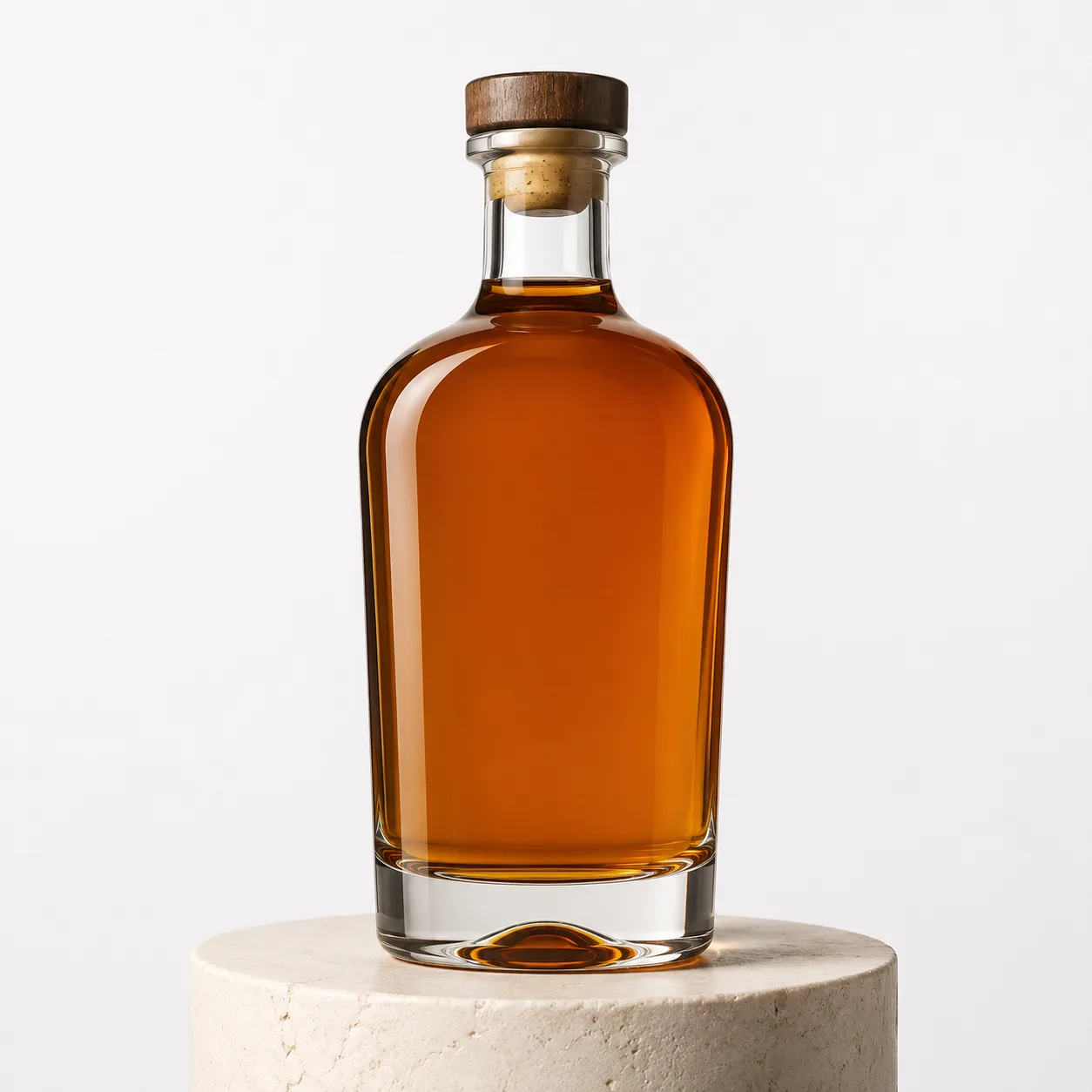 Rum Bottle front view with visible rum bottle form