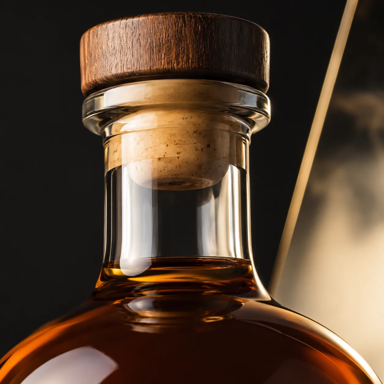 Close view of Rum Bottle showing shoulder shape and label / embossing