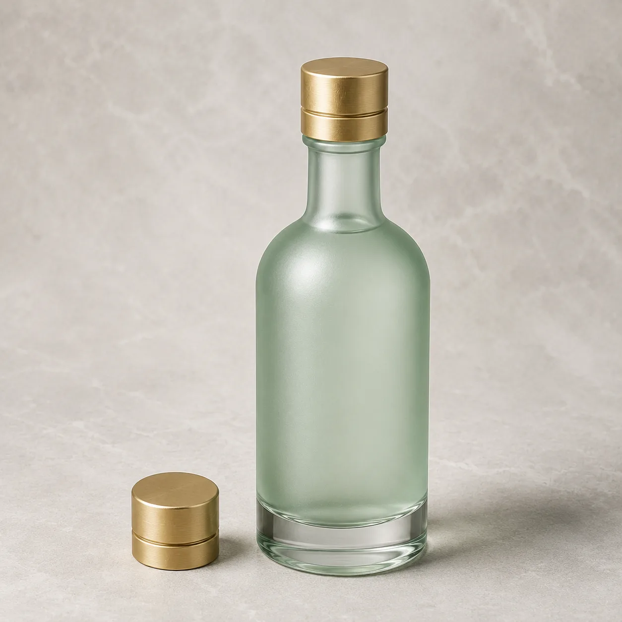 Angled side view of Soju Bottle showing the outer profile