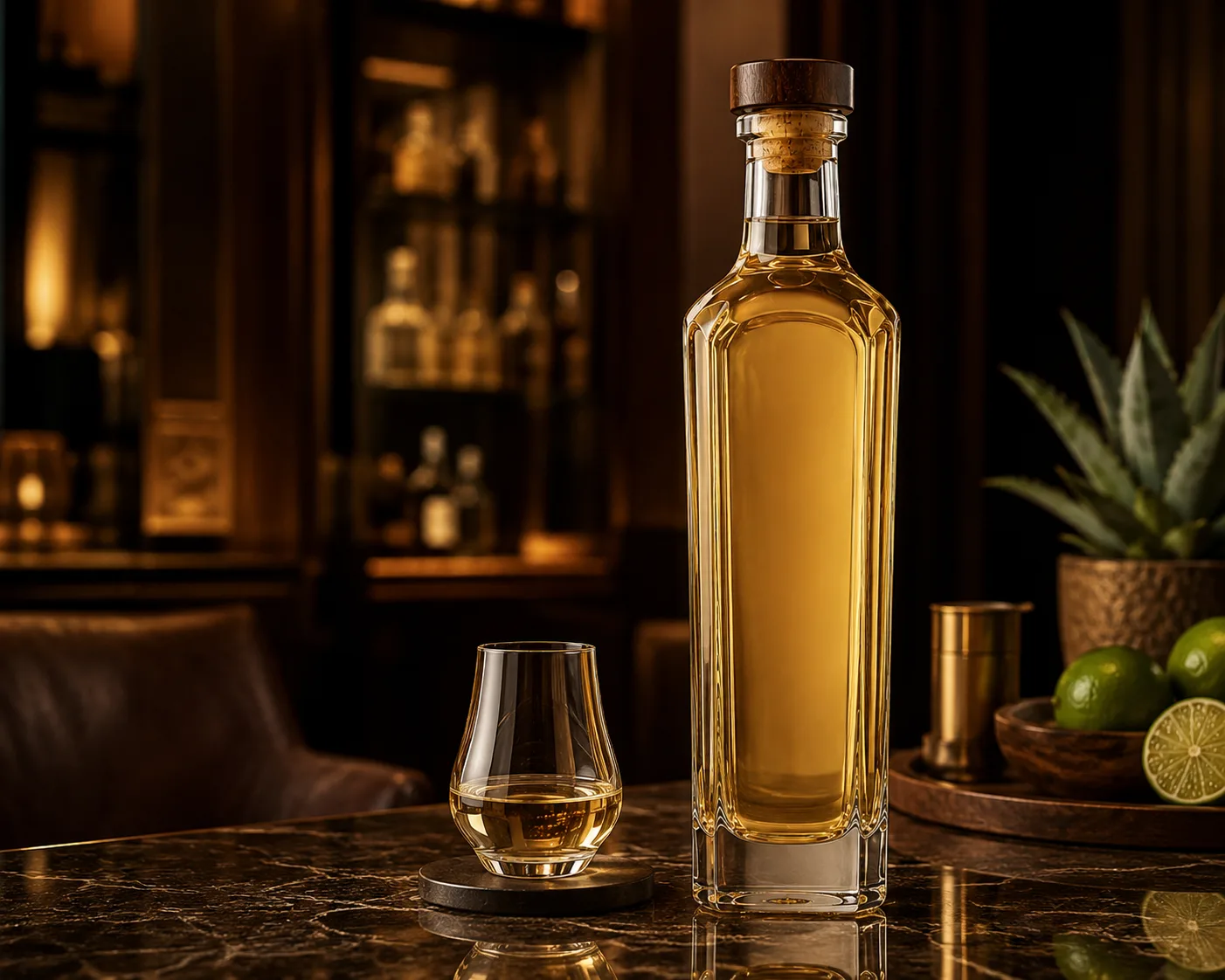 Tequila Bottle in a premium spirits packaging presentation for tequila and agave spirit packaging.