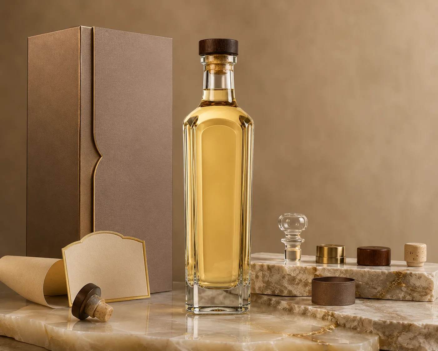 Tequila Bottle shown from a secondary angle with the shoulder and neck visible.