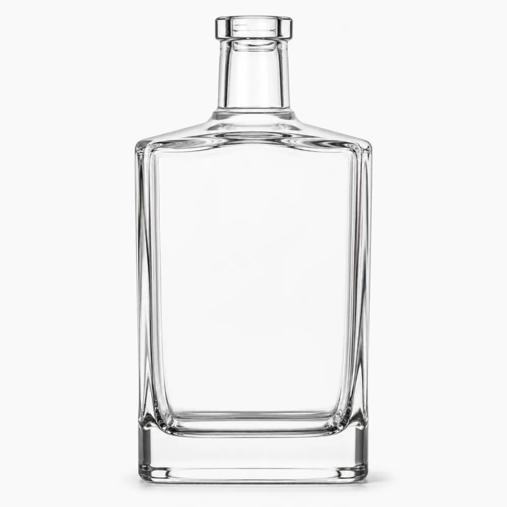 Heavy-Base Whiskey Glass Bottle with closure for liquor packaging - front view