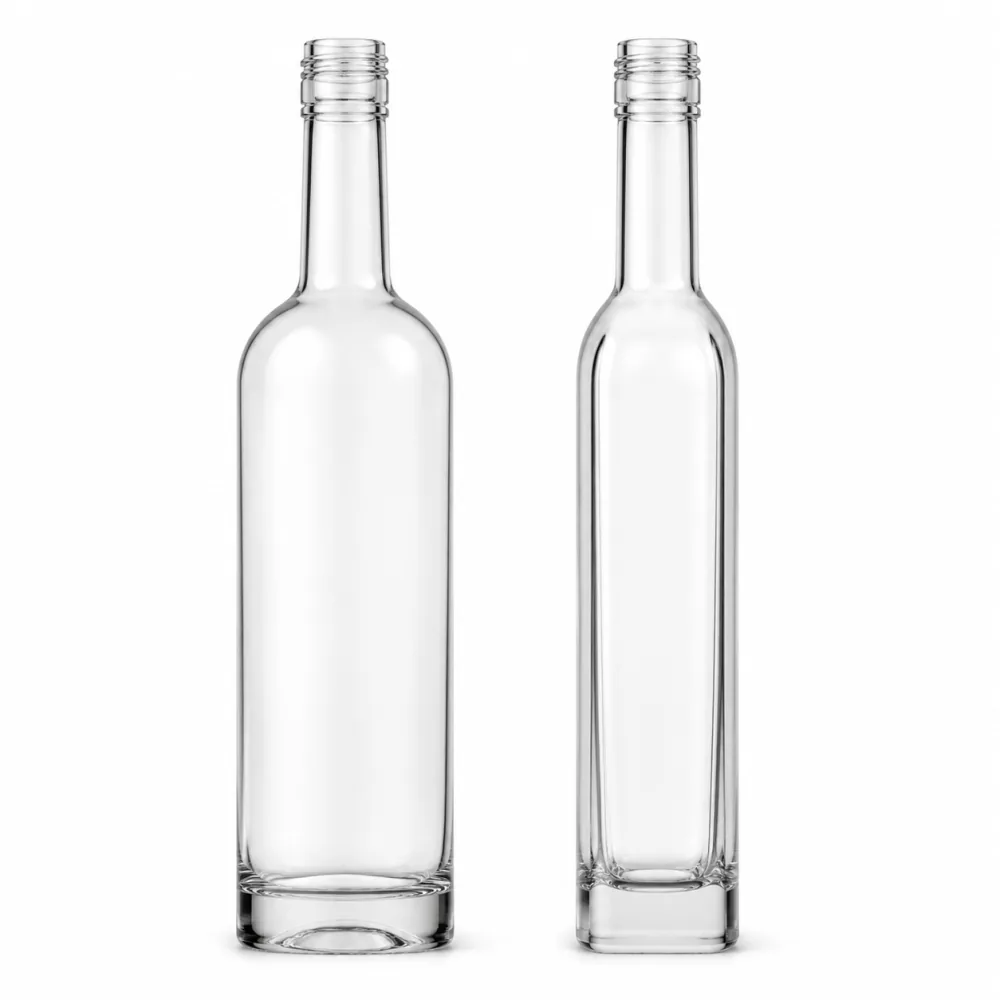 Long-Neck Vodka Glass Bottle with closure for liquor packaging - decoration view