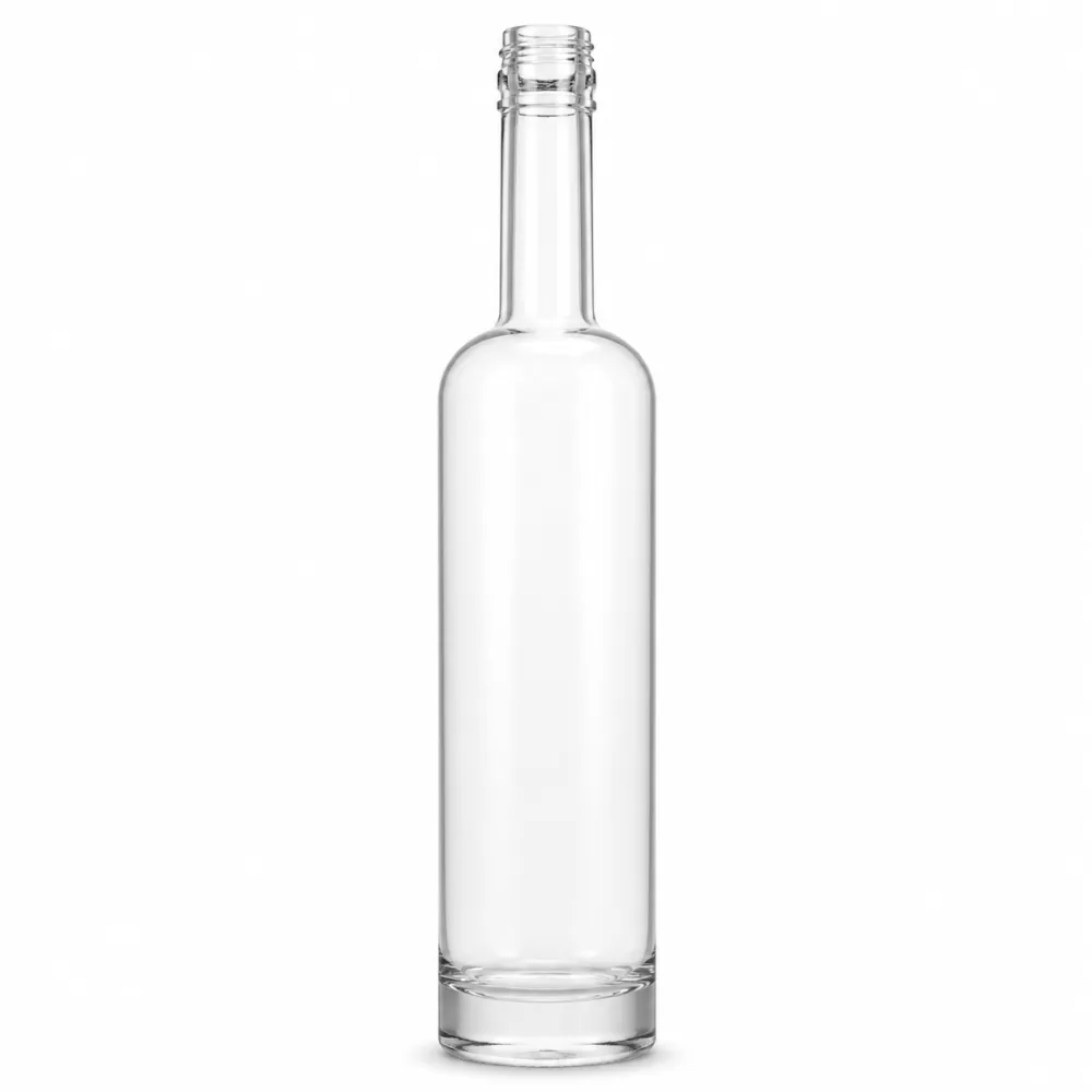 Long-Neck Vodka Glass Bottle with closure for liquor packaging - front view