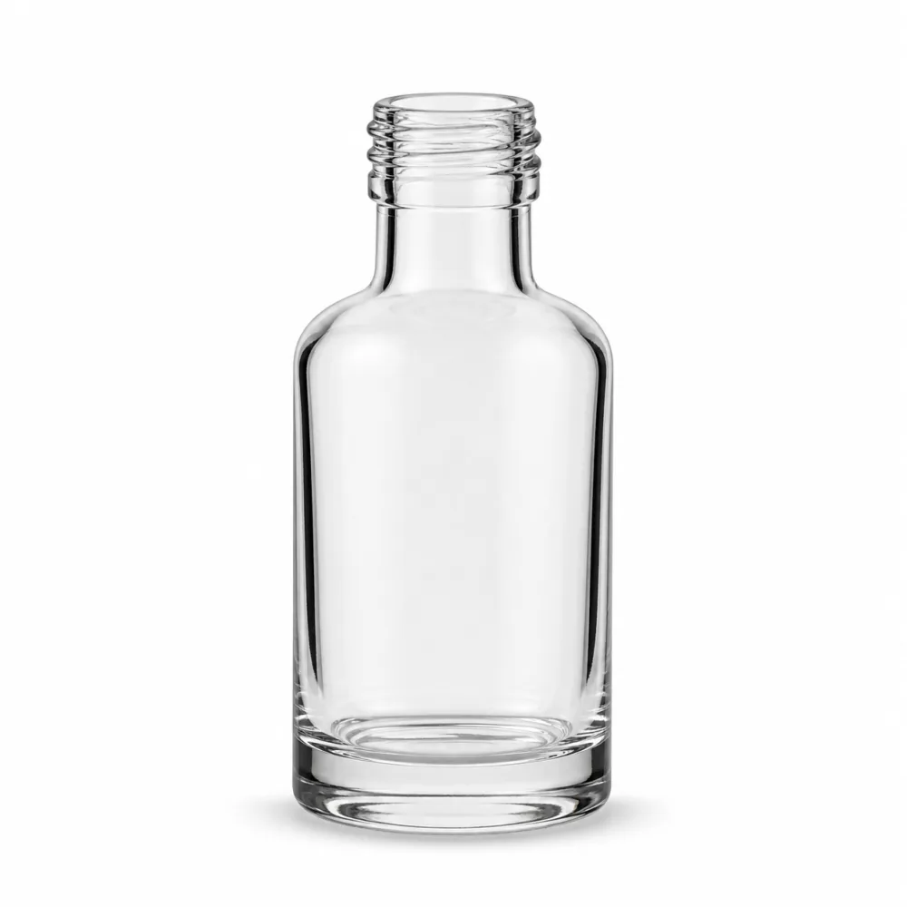 Mini Liquor Glass Bottle with closure for liquor packaging - front view