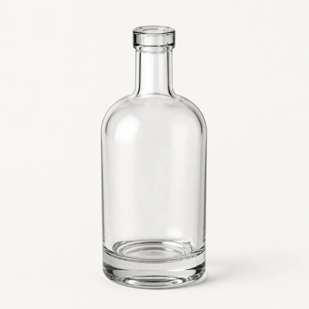 Round-Shoulder Gin Glass Bottle with closure for liquor packaging - closure detail