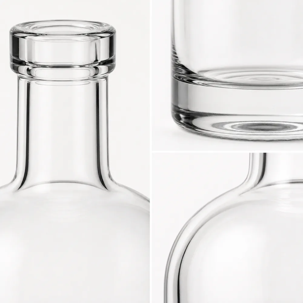 Round-Shoulder Gin Glass Bottle with closure for liquor packaging - packing view