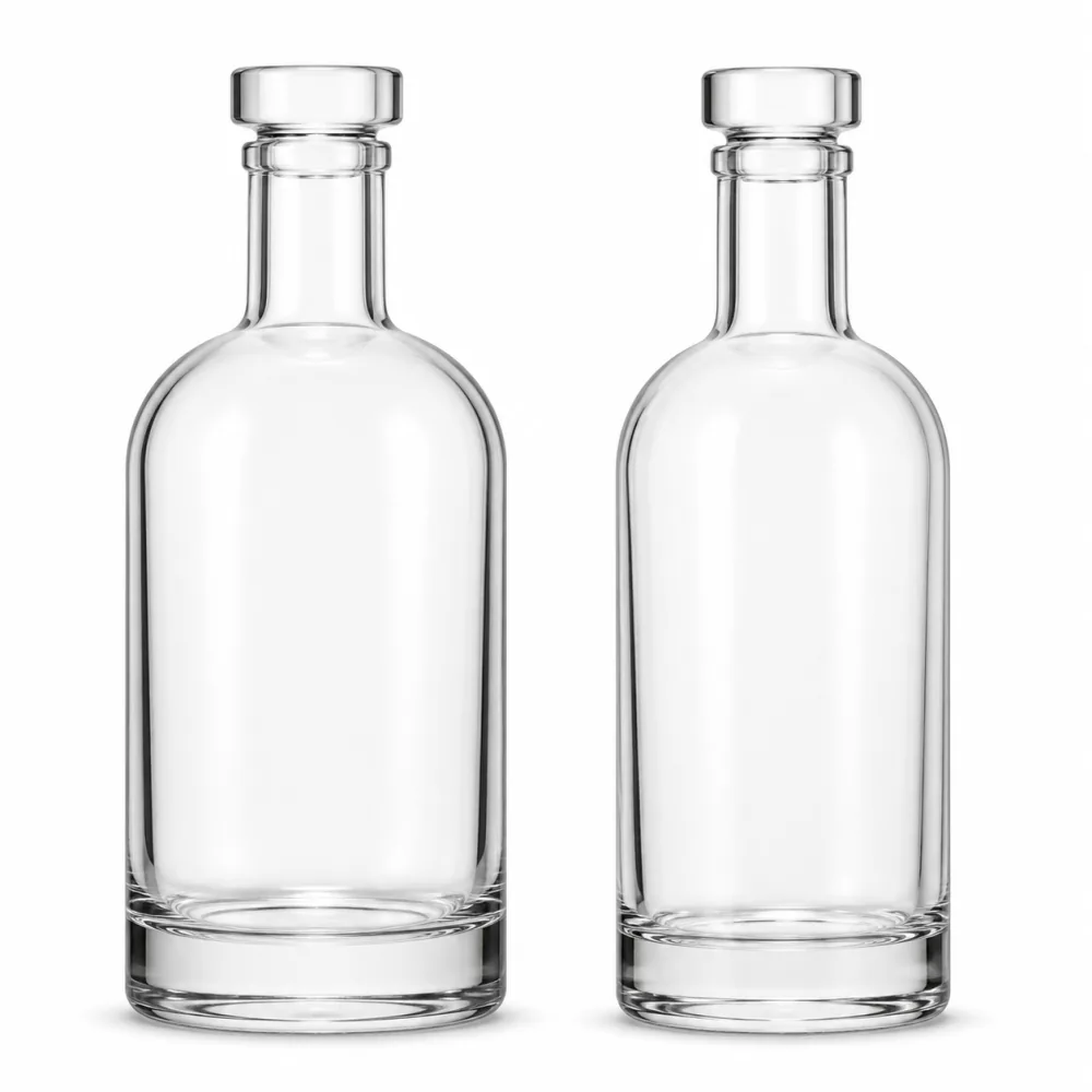 Round-Shoulder Gin Glass Bottle with closure for liquor packaging - decoration view