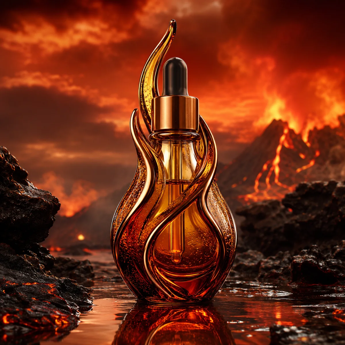 Amber Flame Sculptural Essential Oil Bottle front view
