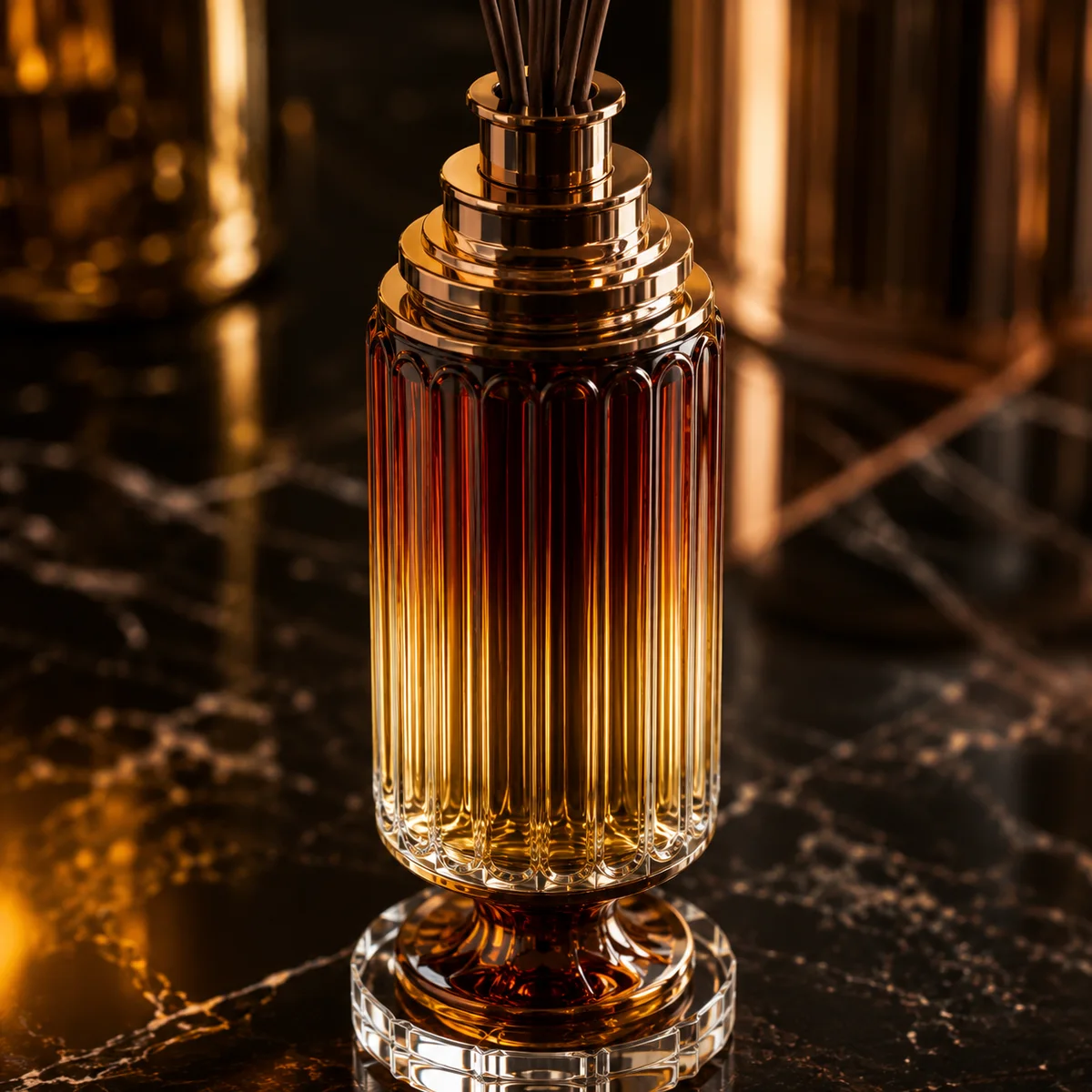 Amber Temple Column Diffuser Bottle closure or decoration detail
