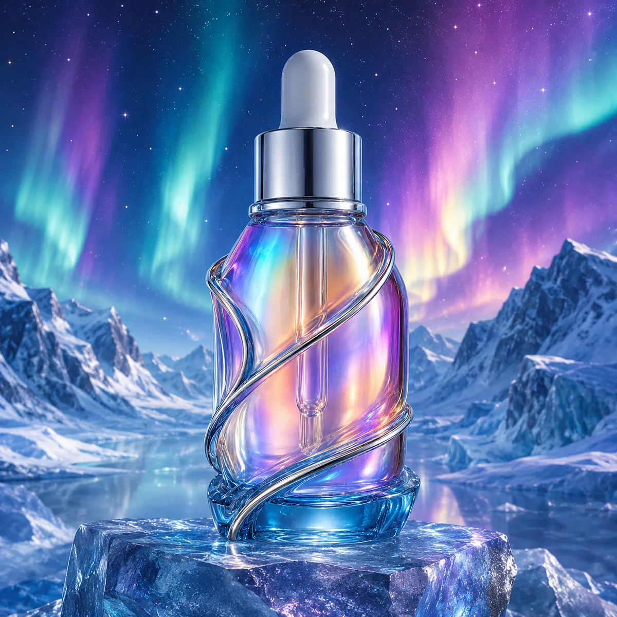Aurora Spiral Essential Oil Bottle front view