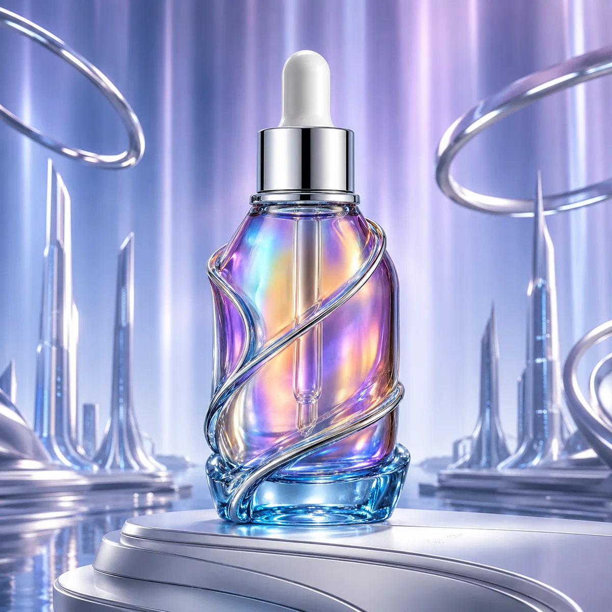 Aurora Spiral Essential Oil Bottle glass finish detail