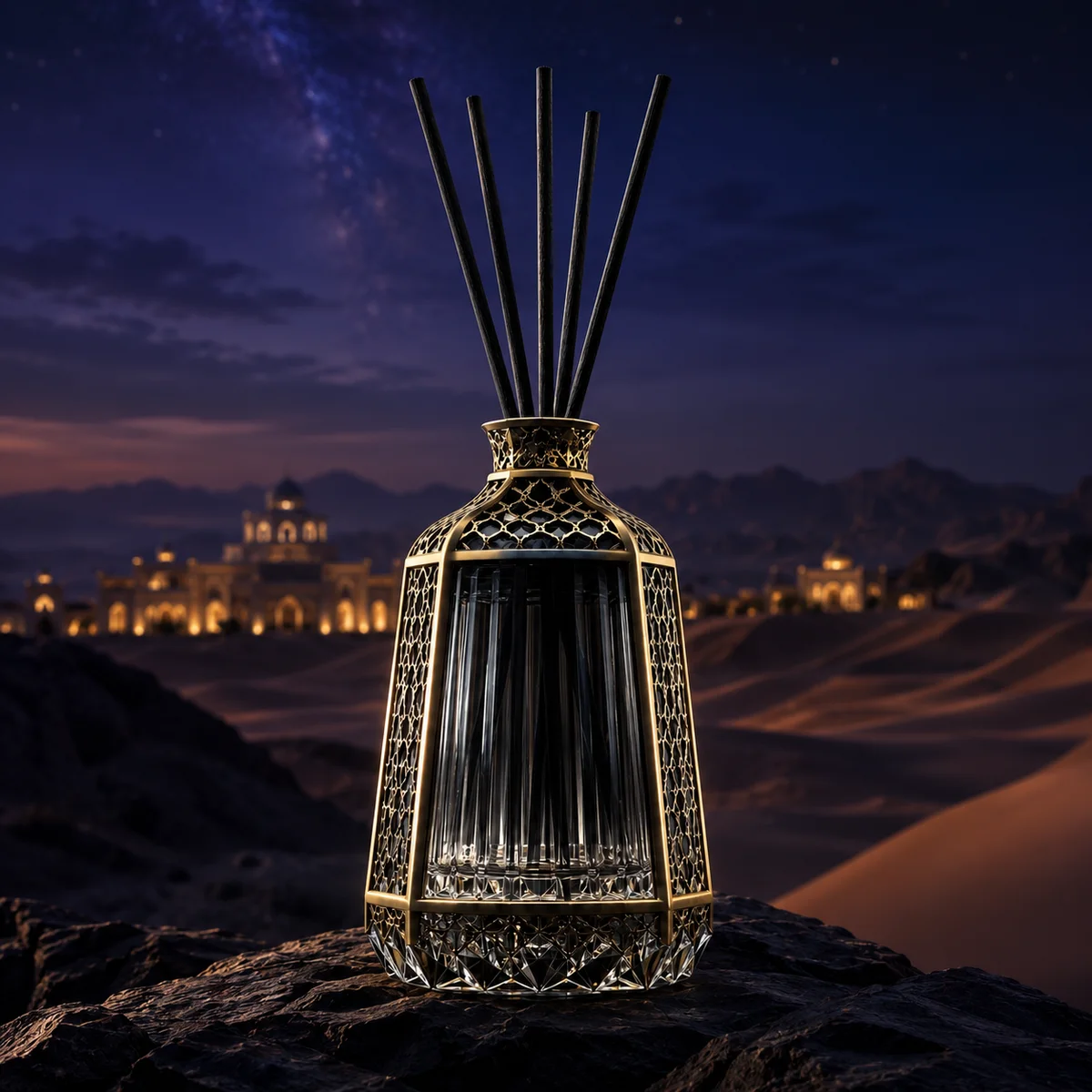 Black Crystal Lantern Aroma Diffuser glass finish detail