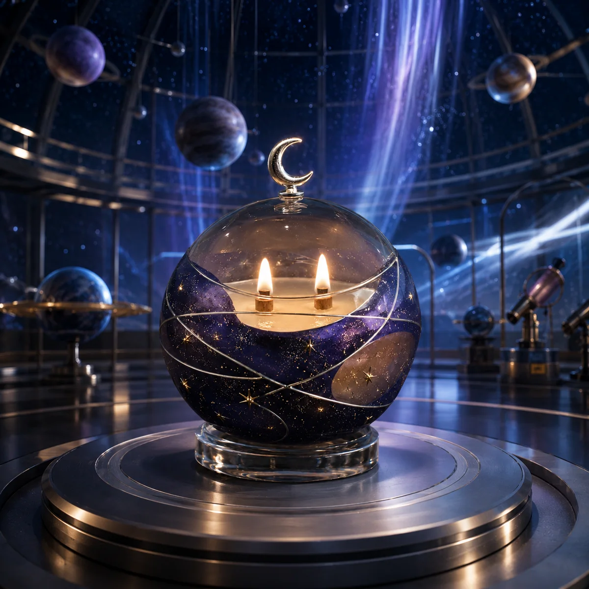 Celestial Orb Aromatherapy Candle Jar glass finish detail