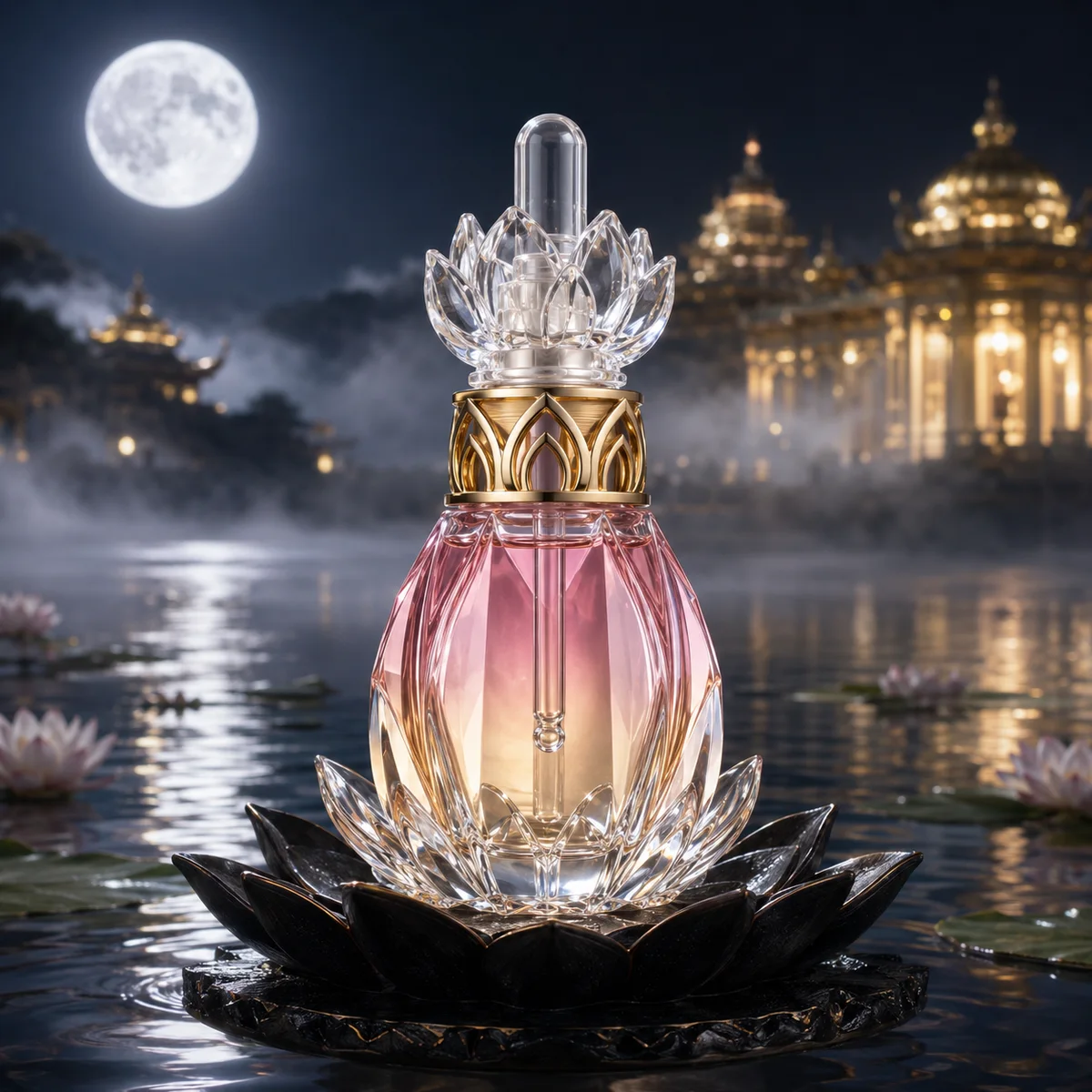Crystal Lotus Essential Oil Bottle front view